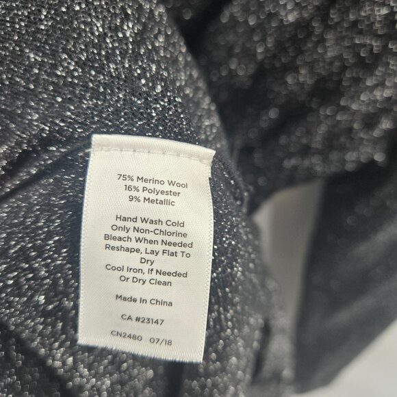 Talbots Black Glitter Merino Wool Long Sleeved Holiday Midi Dress Size Medium - Picture 9 of 10